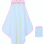 Σετ μπουρνούζι κάπα με γάντι μπάνιου ροζ