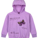 Μπλούζα φούτερ λιλά με κουκούλα